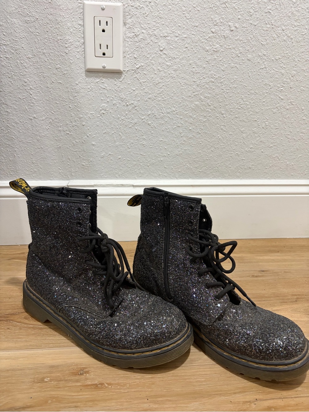 Dr. Martens Black Glitter Combat Boots